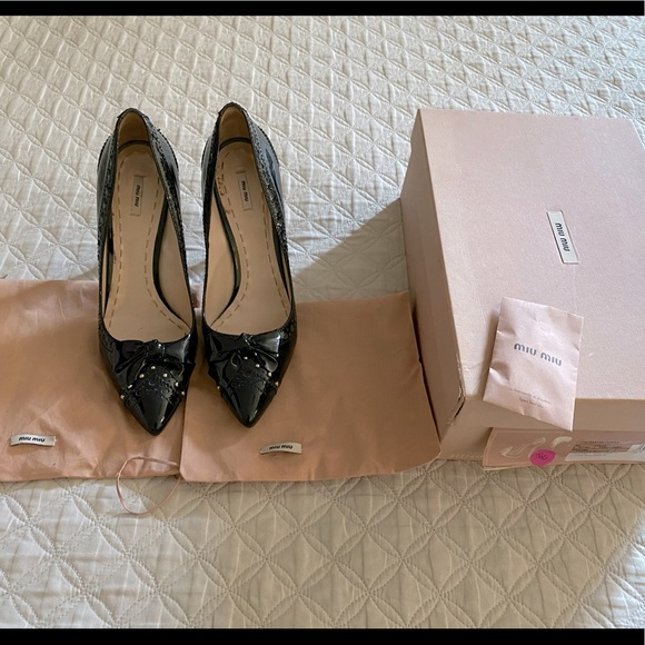 Miu Miu Black Patent Leather Pumps - Picture 1 of 5